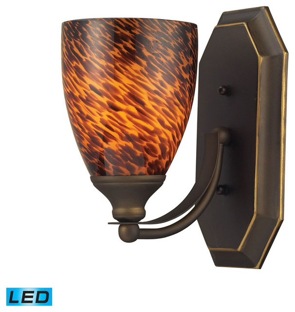 1-Light Vanity, Aged Bronze and Espresso Glass - Contemporary - Bathroom Vanity Lighting - by ...